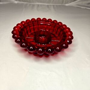 Vintage Ruby Red UV Reactive Candlestick Holder